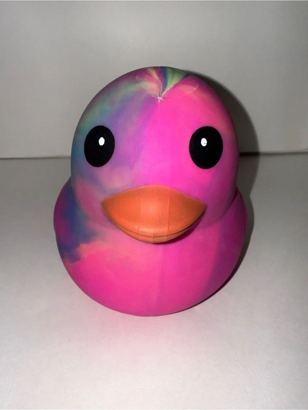 New Sunny Days Viral Jumbo Squeeezy Rainbow Tye Dye Duck Squish Toy Squeezy